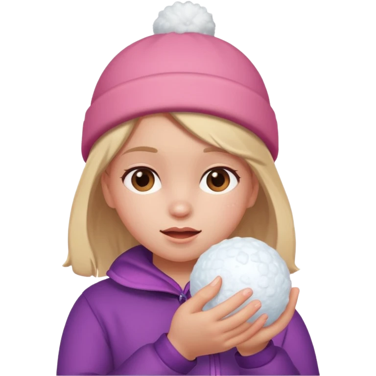 kid girl with sweated holding snowball emoji