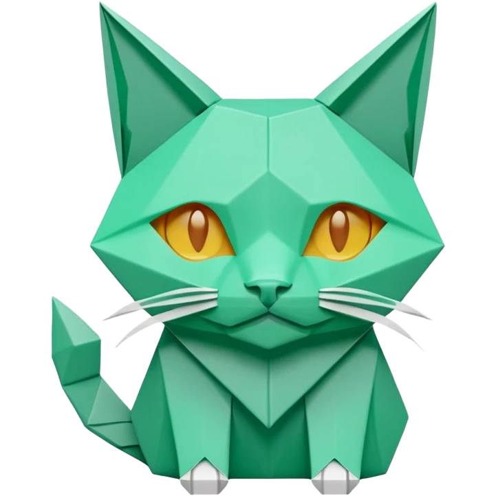 origami cat in color green mint rgb(168, 251, 211) emoji