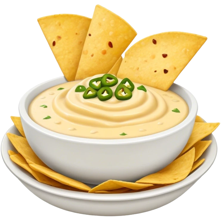 bowl of tortilla chips with side of queso blanco emoji