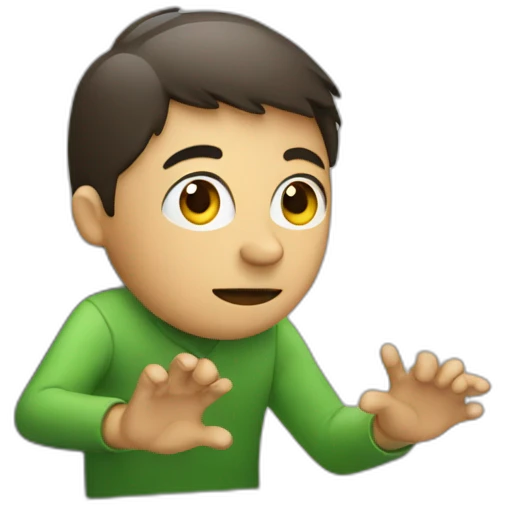person with computer doing stop with hand emoji