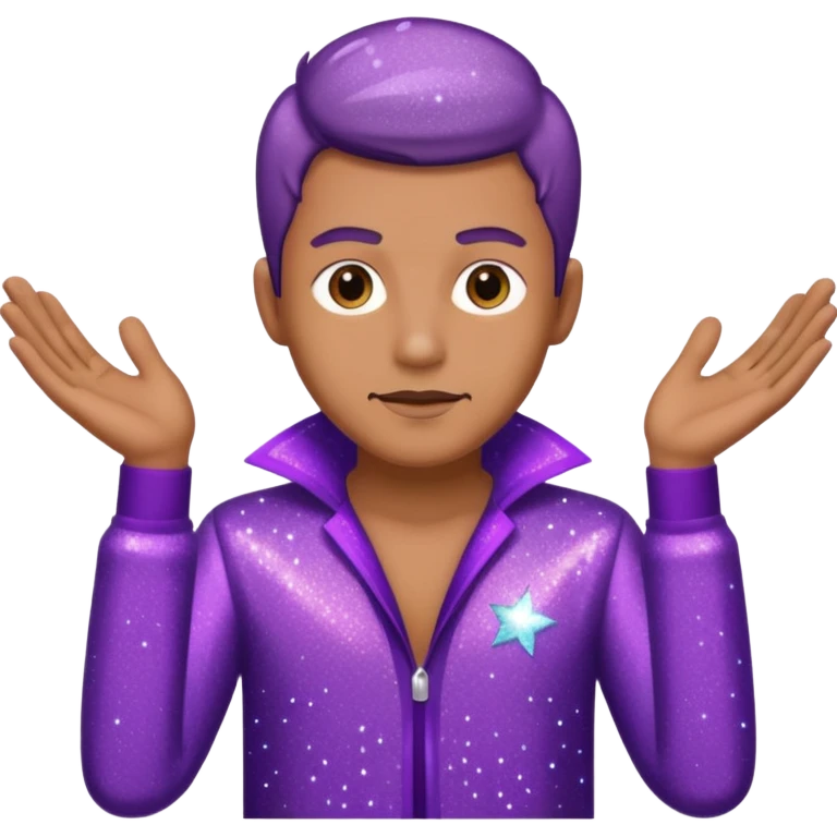 man supervisor wearing glitter purple glittery clothes emoji