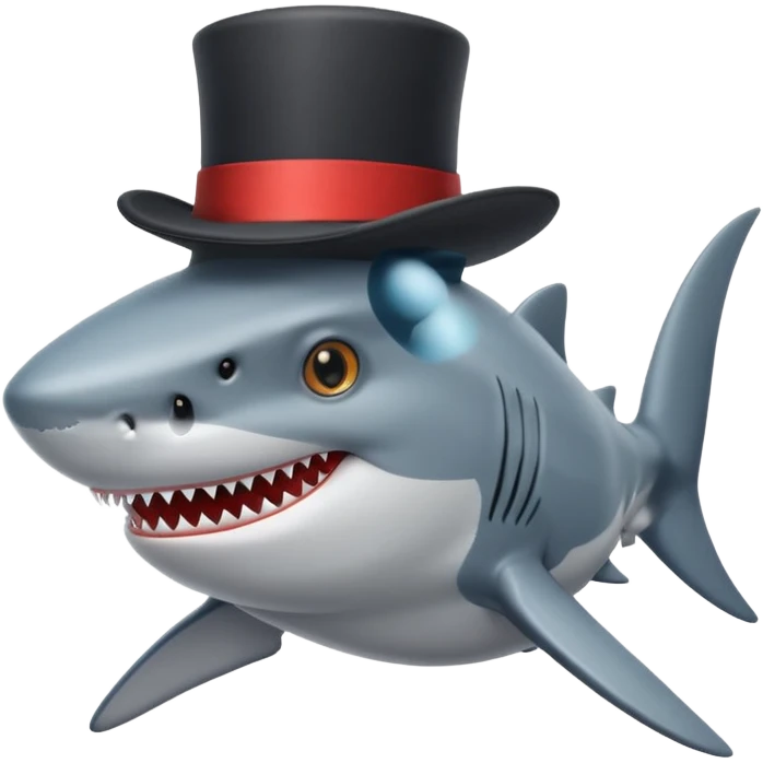 Shark with a top hat emoji