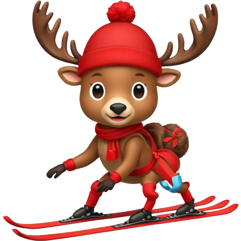 baby reindeer skiing emoji