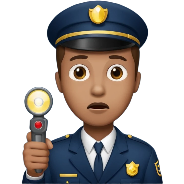 Movie theatre usher with flashlight looking scared emoji