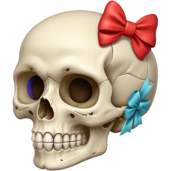  skull with small bow on side head emoji