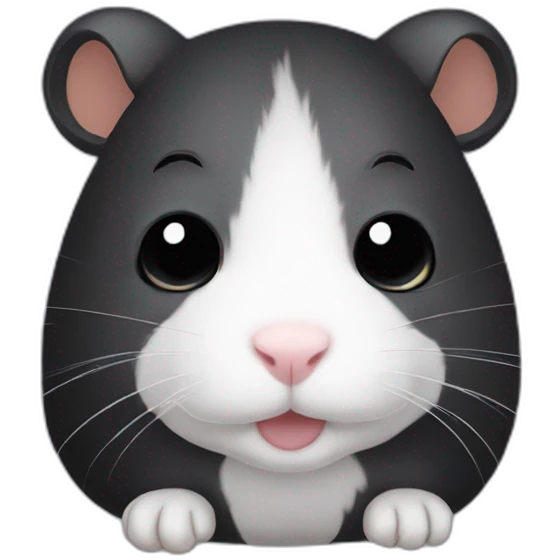 Black hamster with white dead inside haircut on head emoji