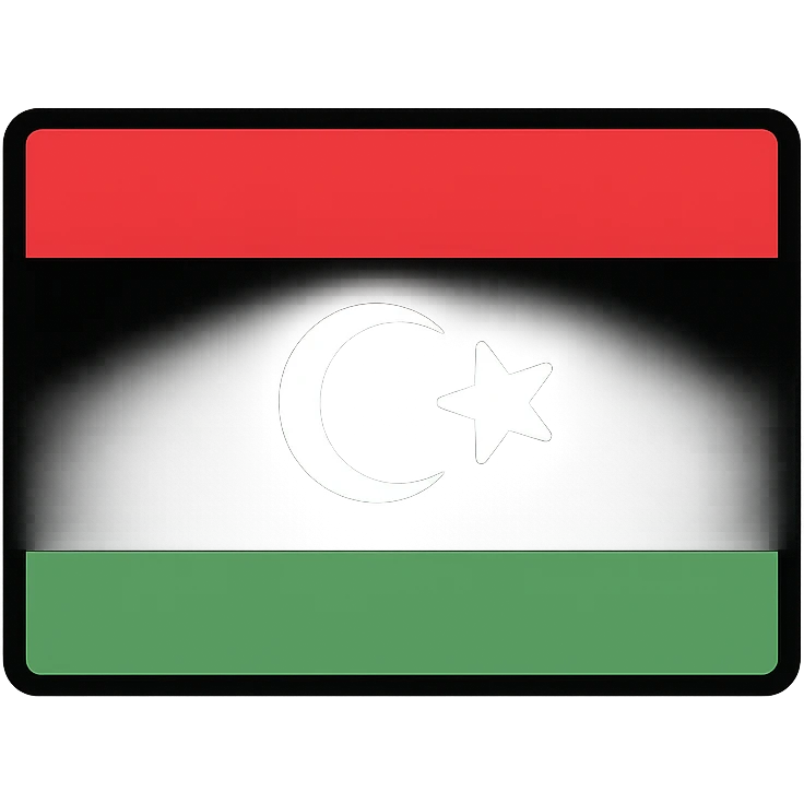 Libya flag modern minimalistic icon style showing three stripes red black green and crescent with star emoji