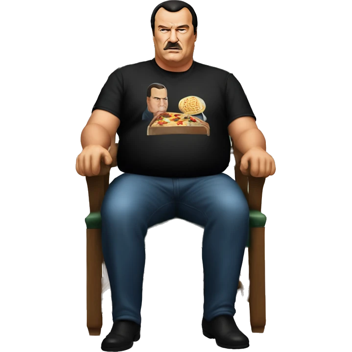 fat steven seagal with chair and pizza emoji