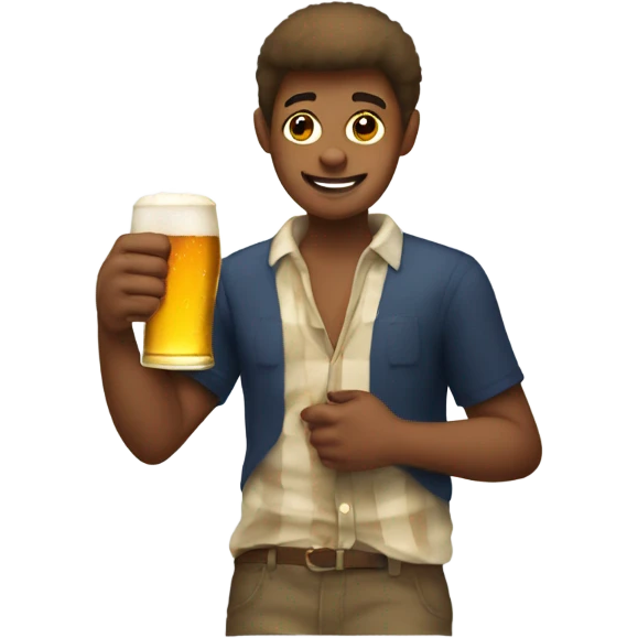 Frat boy with deer legs drinking beer emoji