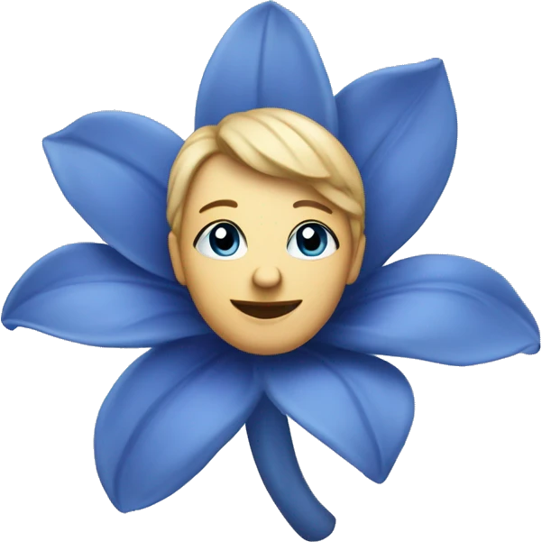 fleur bleue avec v blanc  emoji