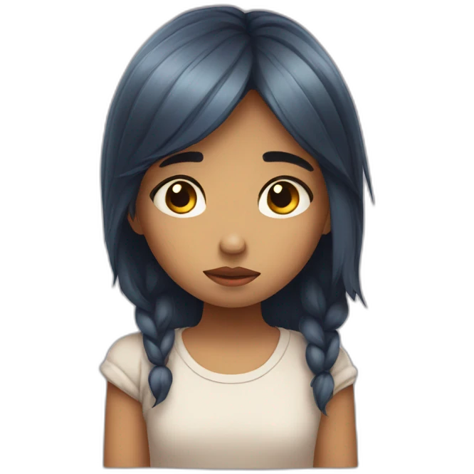 Little sad and shy girl emoji