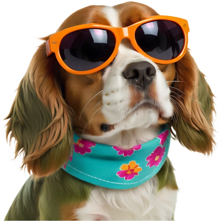 Cavalier king Charles spaniel wearing sunglasses  emoji