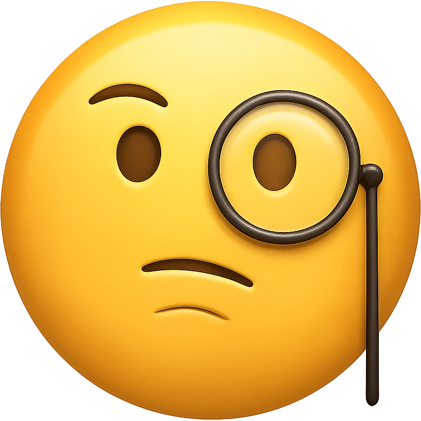 face with monocle emoji, digital illustration, no background emoji