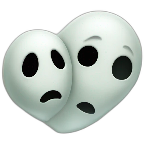a female ghost and a male ghost kissing in a Ying and yang emoji