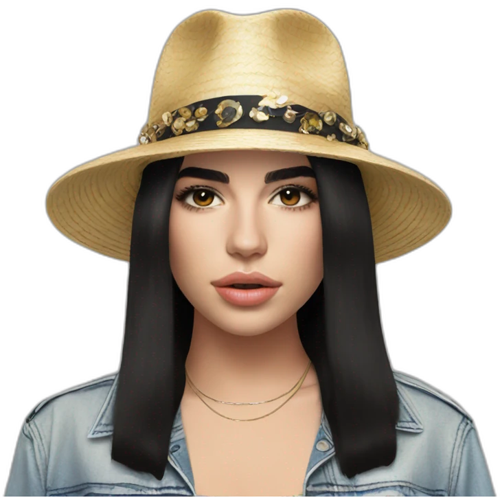 Dua Lipa with a hat emoji