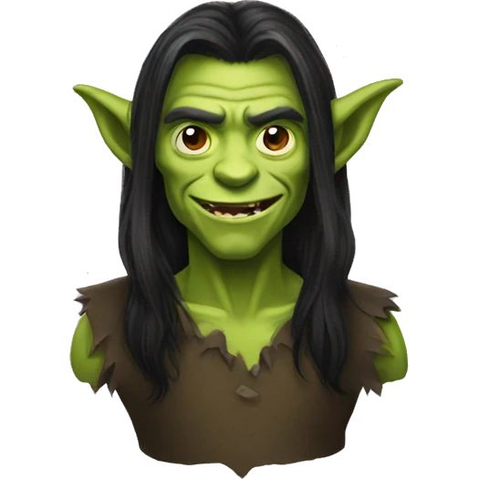 goblin dark long hair happy emoji