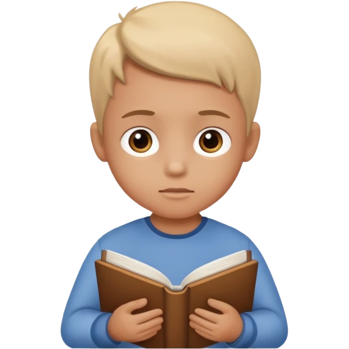 Ders çalışan çocuk elinde kitap oksun emoji