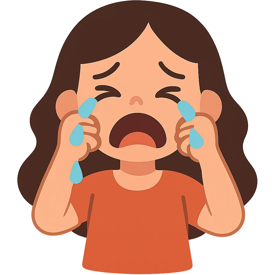 flat toon style crying girl emoji