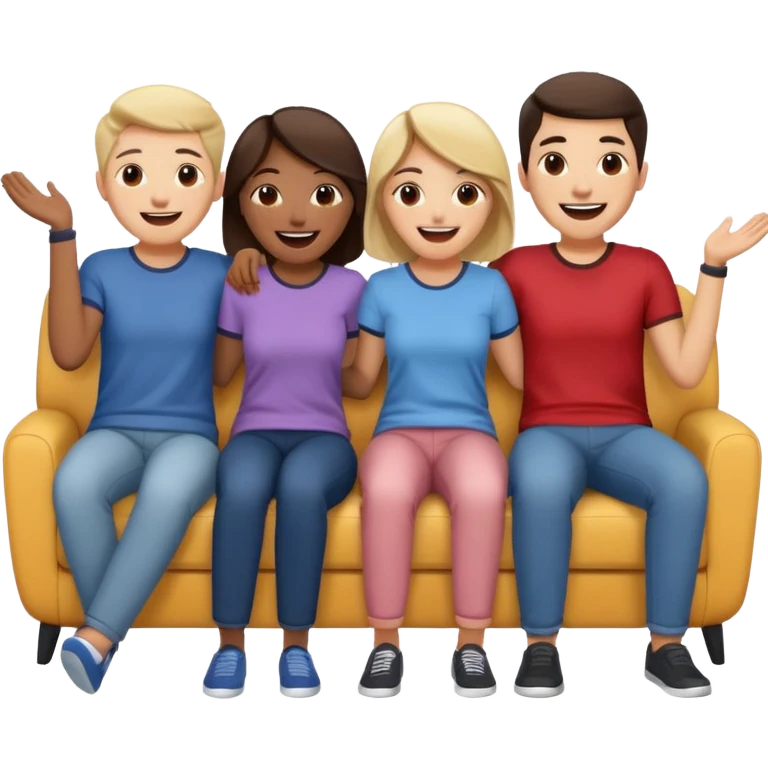 friends watching TV with their backs to viewer emoji