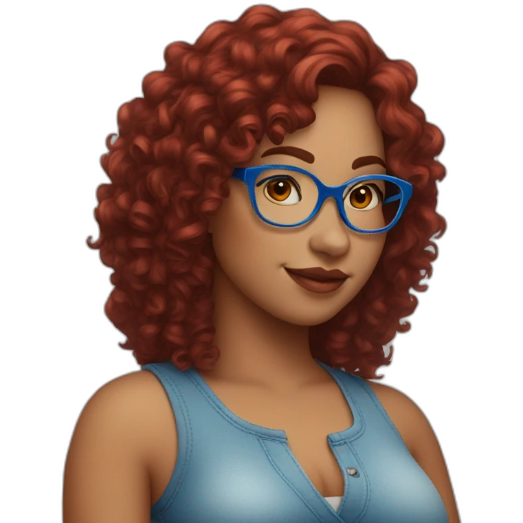 a-curvy-girl-with-dark-red-curly-hair-and-blue-glasses emoji