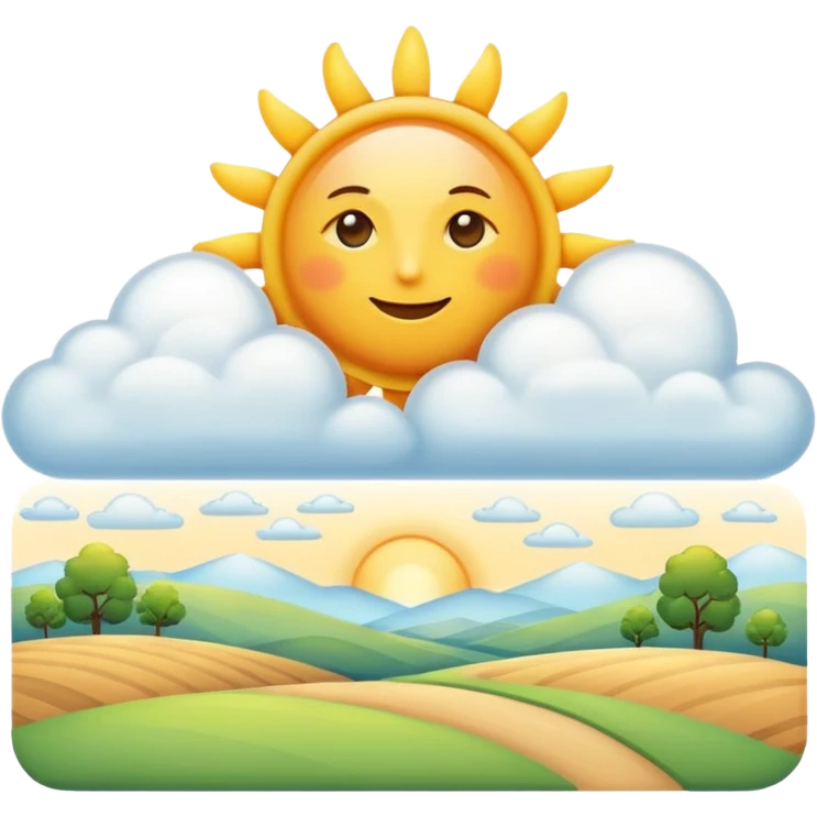 sun rising above horizon with soft clouds, clean and simple landscape emoji
