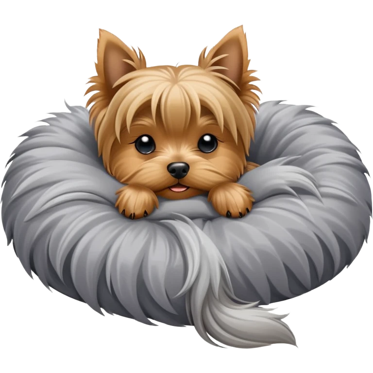 Yorkshire terrier, sleeping peacefully on the bed emoji