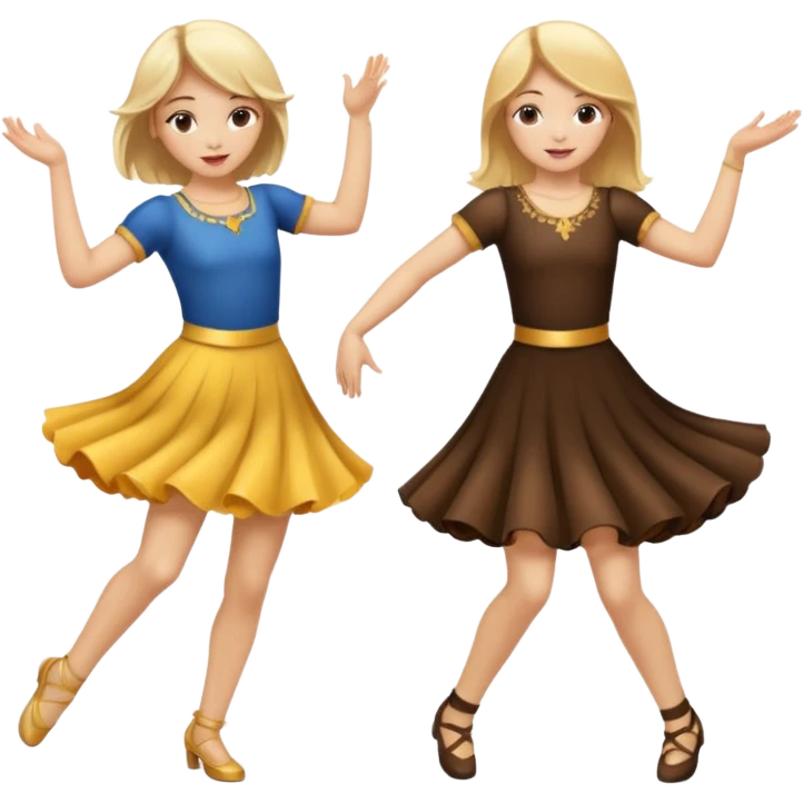 two girls dancing one is blond and one is brunette emoji