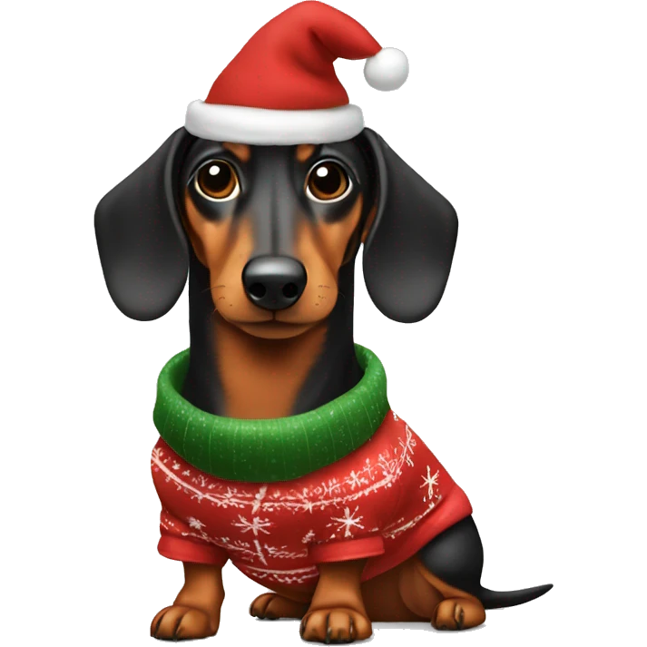 dachshund wearing chrismas clothes emoji