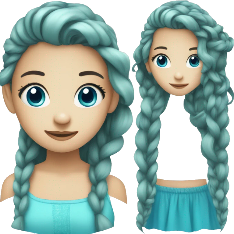 Cyan hair,girl,blue eyes,pigtails,long hair emoji