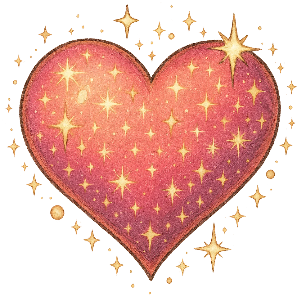 sparkling heart, ghibli style, no background emoji