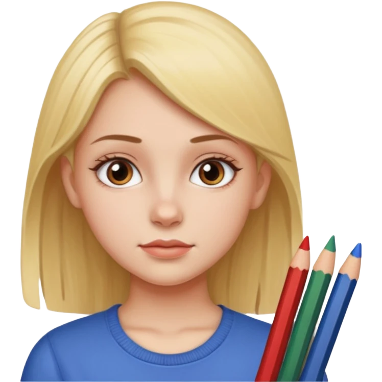 Girl coloring with pencils emoji