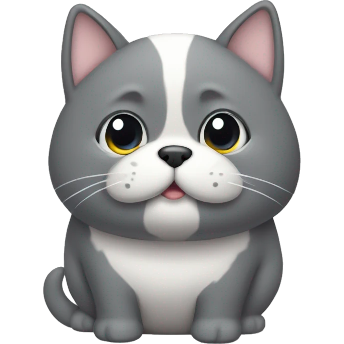 chubby gray cat dog with a belly emoji