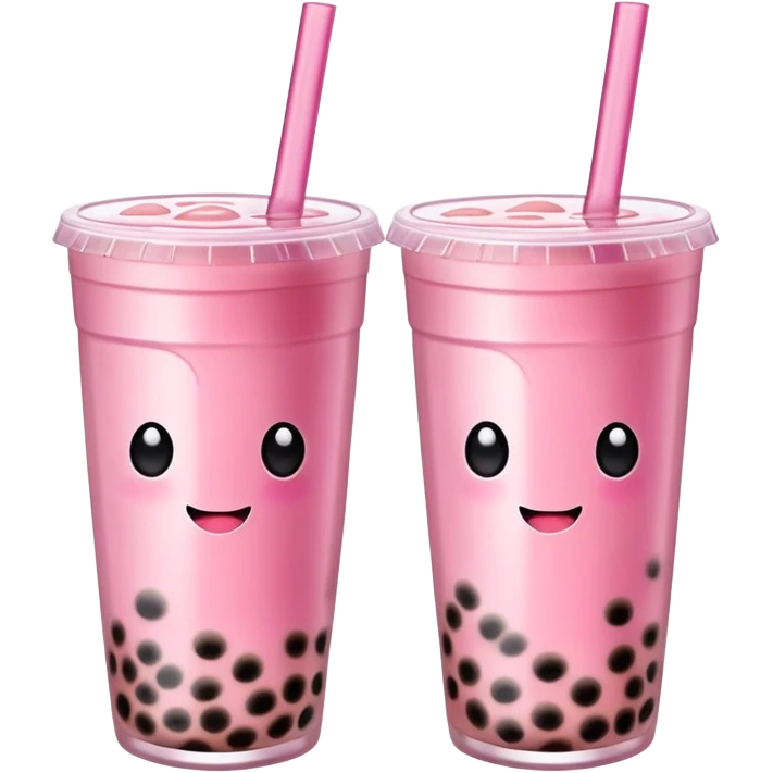 2 pink cups with boba tea emoji