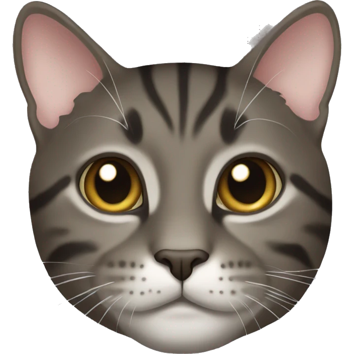 dark tabby cat with white chest emoji