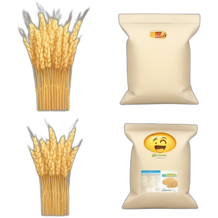 Flour bag with wheat on the front packaging  emoji