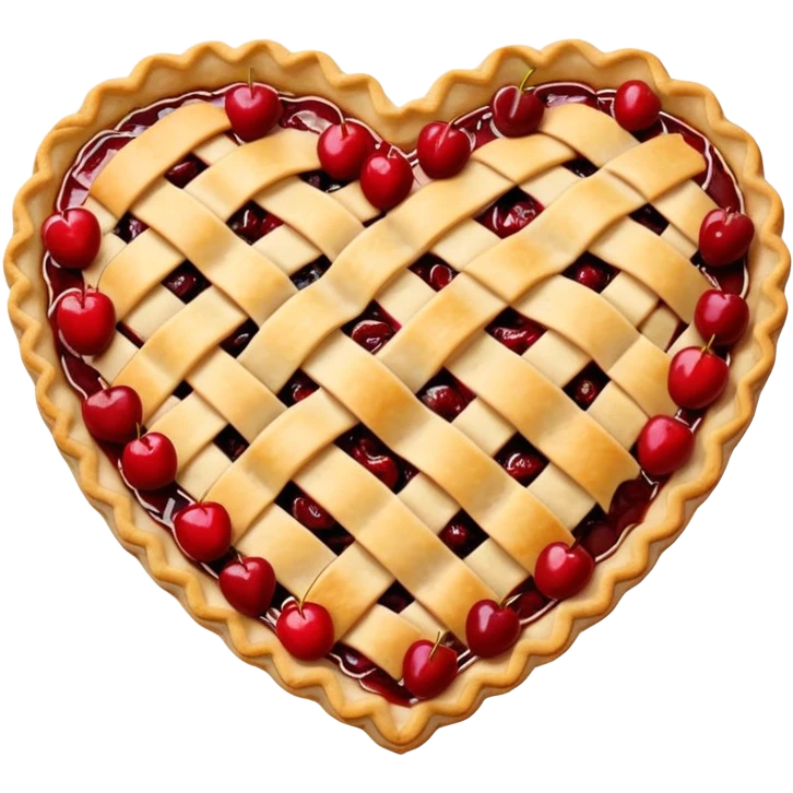 Beige Heart-shaped cherry pie  emoji