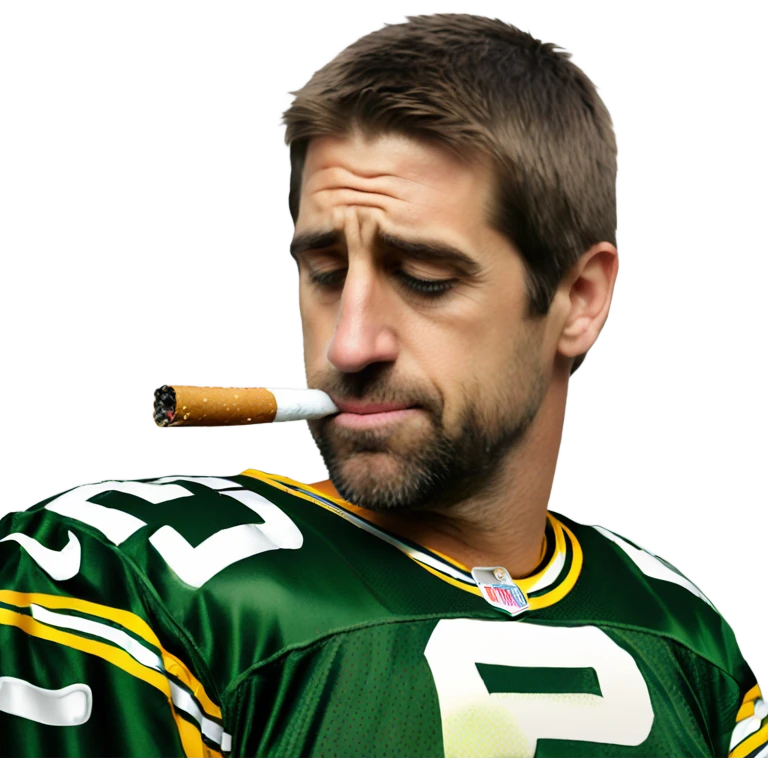 Aaron Rodgers smoking a cig  emoji