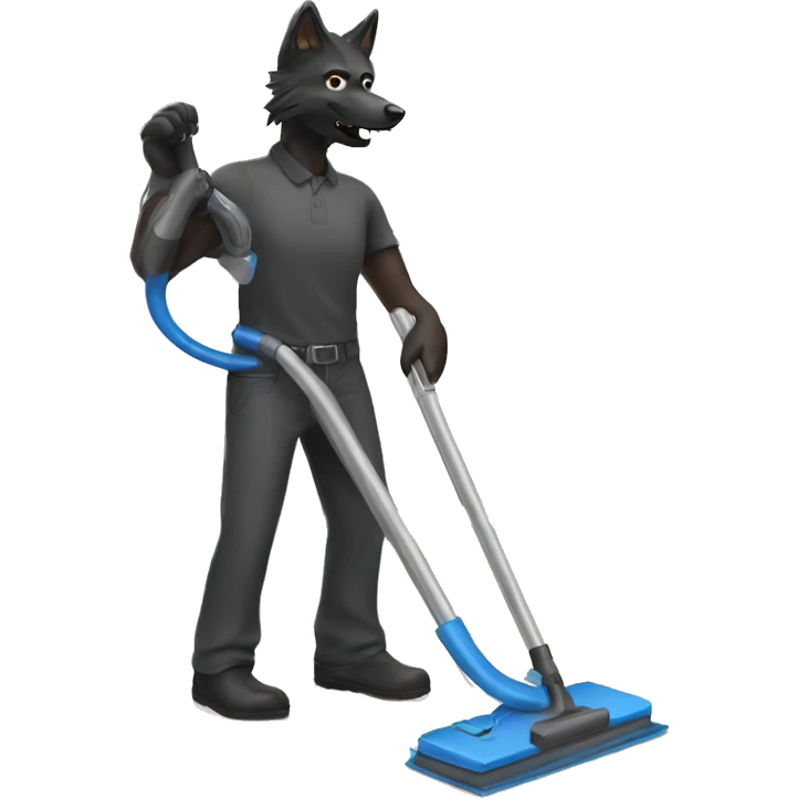 Black wolf vacuuming emoji