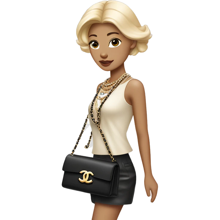 Blonde Chanel Asian Girl with Birkin bag and Chanel necklace emoji