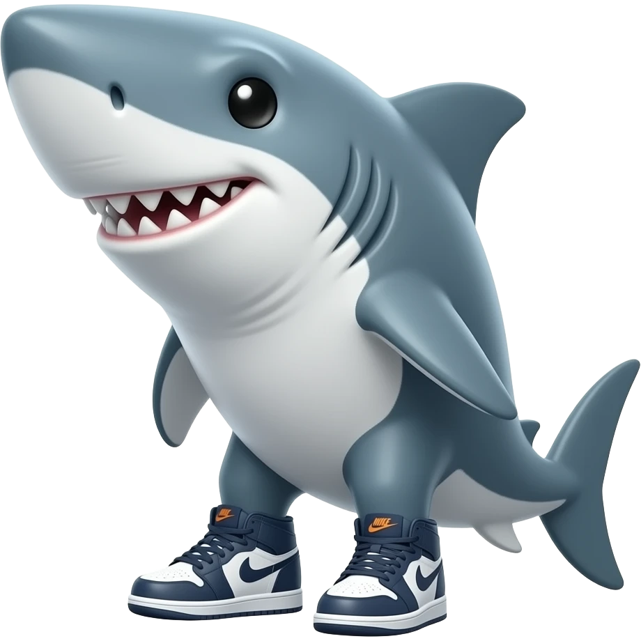 iOS style shark with Nike shoes emoji emoji