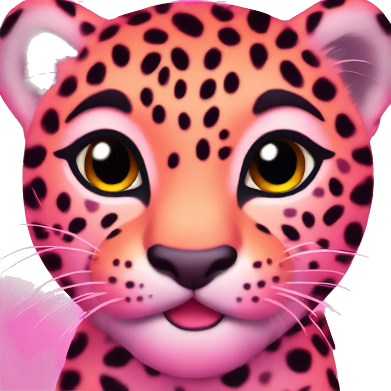 neon pink orange leopard cub happy emoji