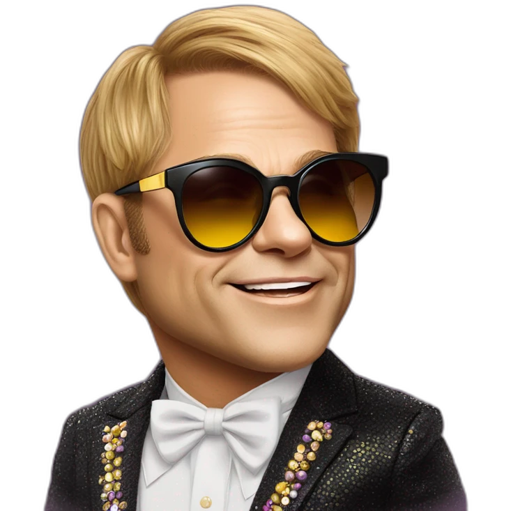 elton john in oversized cat-eye funky sunglasses for mardi gras emoji