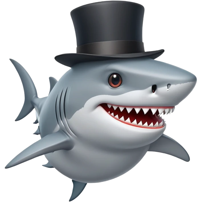 Shark with a top hat emoji