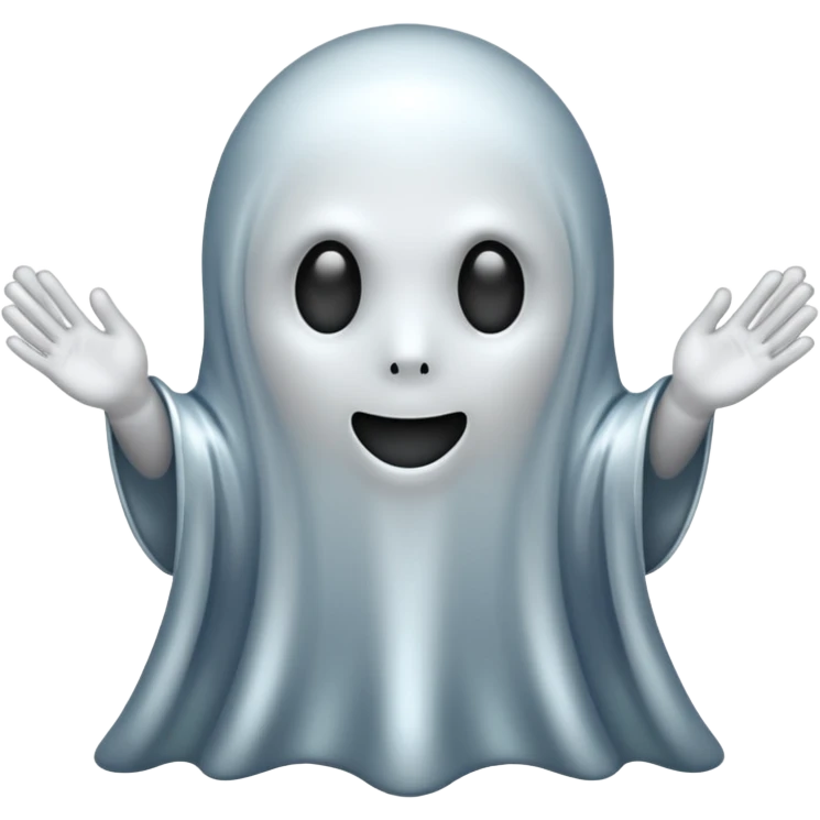 A ghost made out of chrome emoji