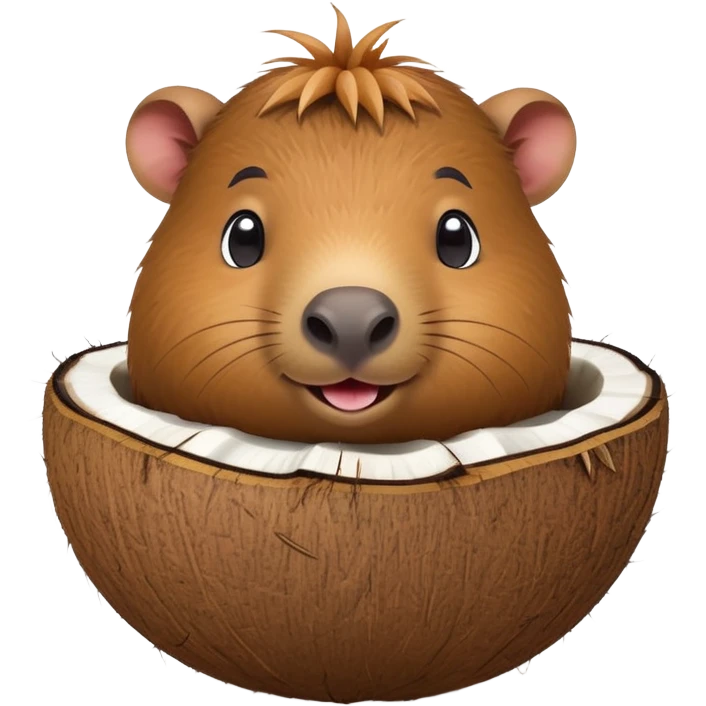 Capybara face on a coconut shell body with tiny legs sticking out emoji