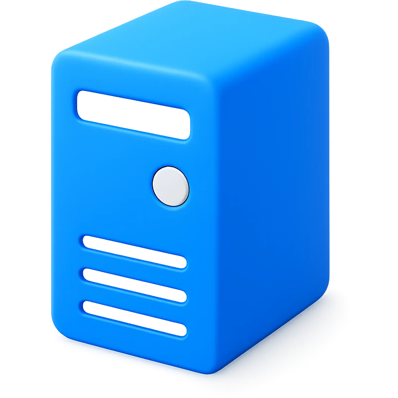 A 3D blue computer tower. emoji