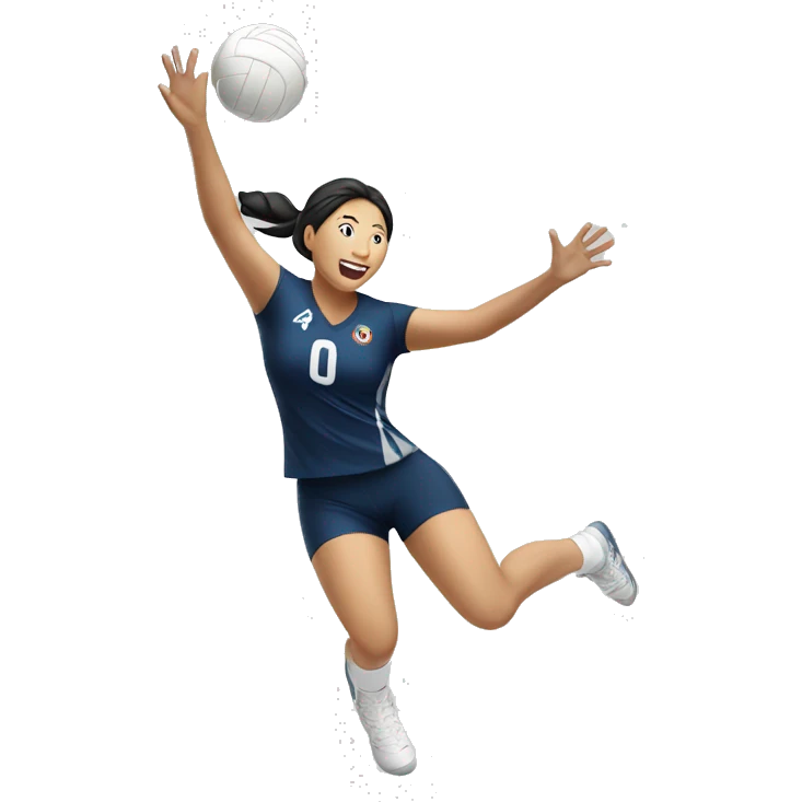 asian female volleyball player jumping spike emoji