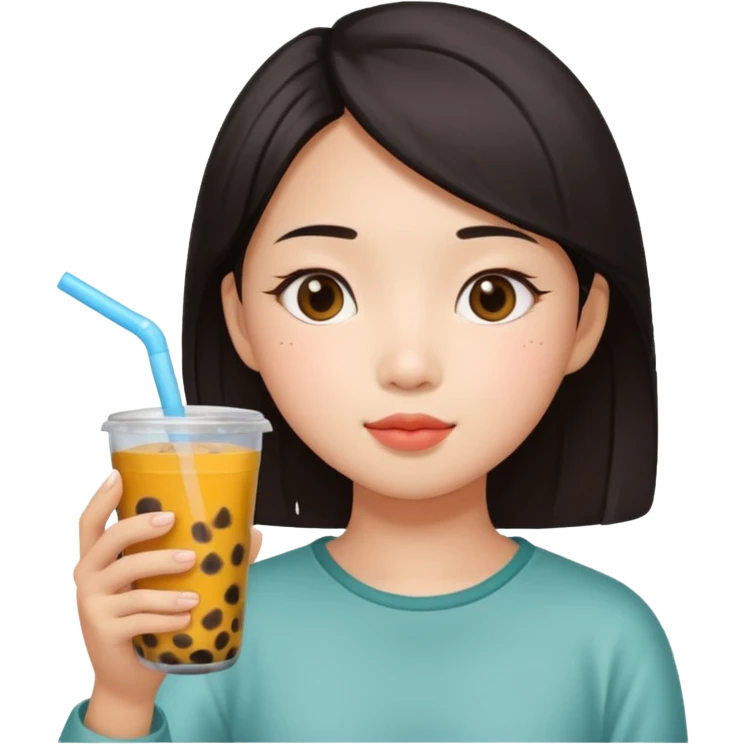 Asian girl drinking boba emoji