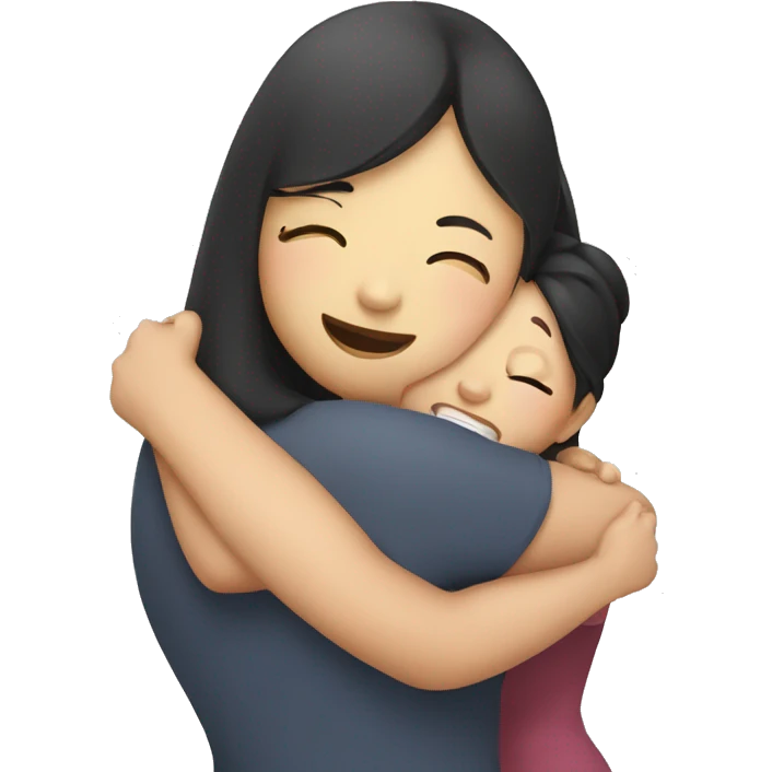 asian girl hugging fat girl emoji