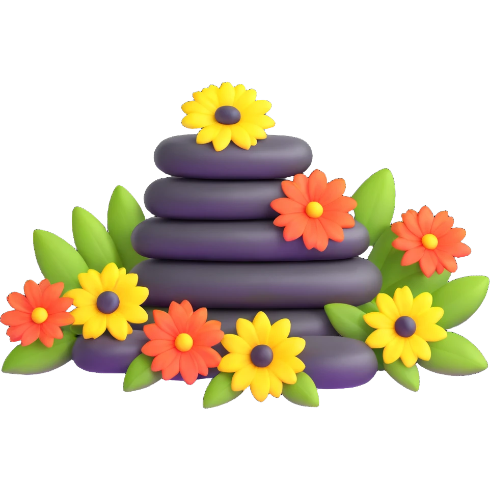 wellness spa stones with flowers emoji